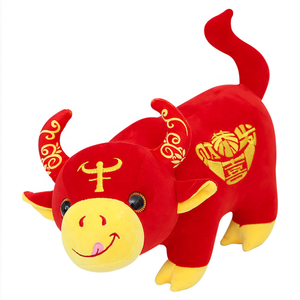 Souvenir Cadeau Rood Zacht Pluizig Pluche Speelgoed Dieren Knuffels Pop 25/30/40Cm Mascotte Koe Gevulde Stier - Product Image 1