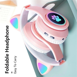 Audífonos <span class=keywords><strong>Inalámbricos</strong></span> Rusos B39 STN28 con Orejas de Gato, Luz Brillante, Sonido Estéreo, Bajos Profundos, <span class=keywords><strong>Cascos</strong></span> para Niños, Regalos para Chicas <span class=keywords><strong>Gamers</strong></span>, Audífonos para Juegos de PC y Teléfono - Product Image 4