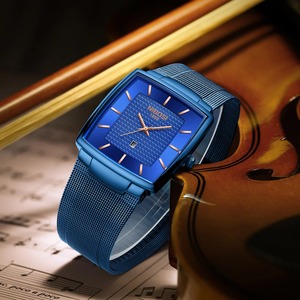 Drioshipping 2613 Reloj de Cuarzo Cronógrafo de Lujo para Hombre, Cuadrado, Delgado, con Malla, Personalizado OEM, Relojes de Pulsera Baratos, de Aleación y Cristal, Regalo Empresarial - Product Image 2