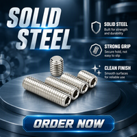 Vis sans tête à six pans creux en acier inoxydable 304, pointe conique, DIN 916, filetage total, M3 M4 M5 M6 M8, vis métrique