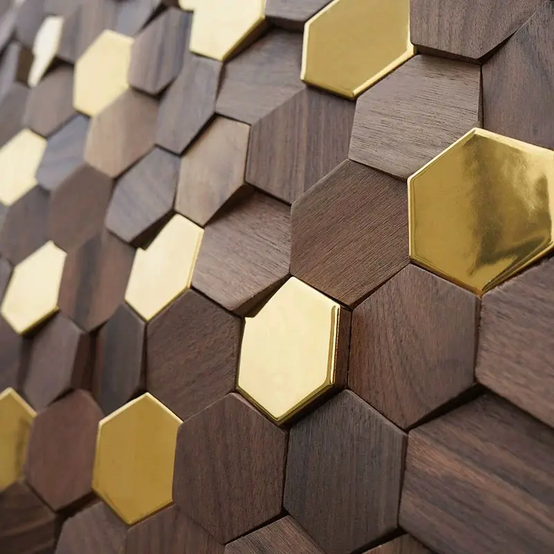 Paneles de madera de nogal negro natural 100% madera maciza 3D paneles de pared de Arte de madera 3D decorativos modernos