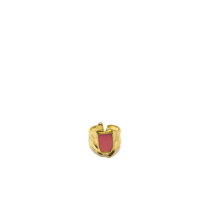 Fashion <b>Ring</b> 316L Stainless Steel PVD Gold Plating Red Inlay <b>Statement</b> Jewelry - Product Image 2