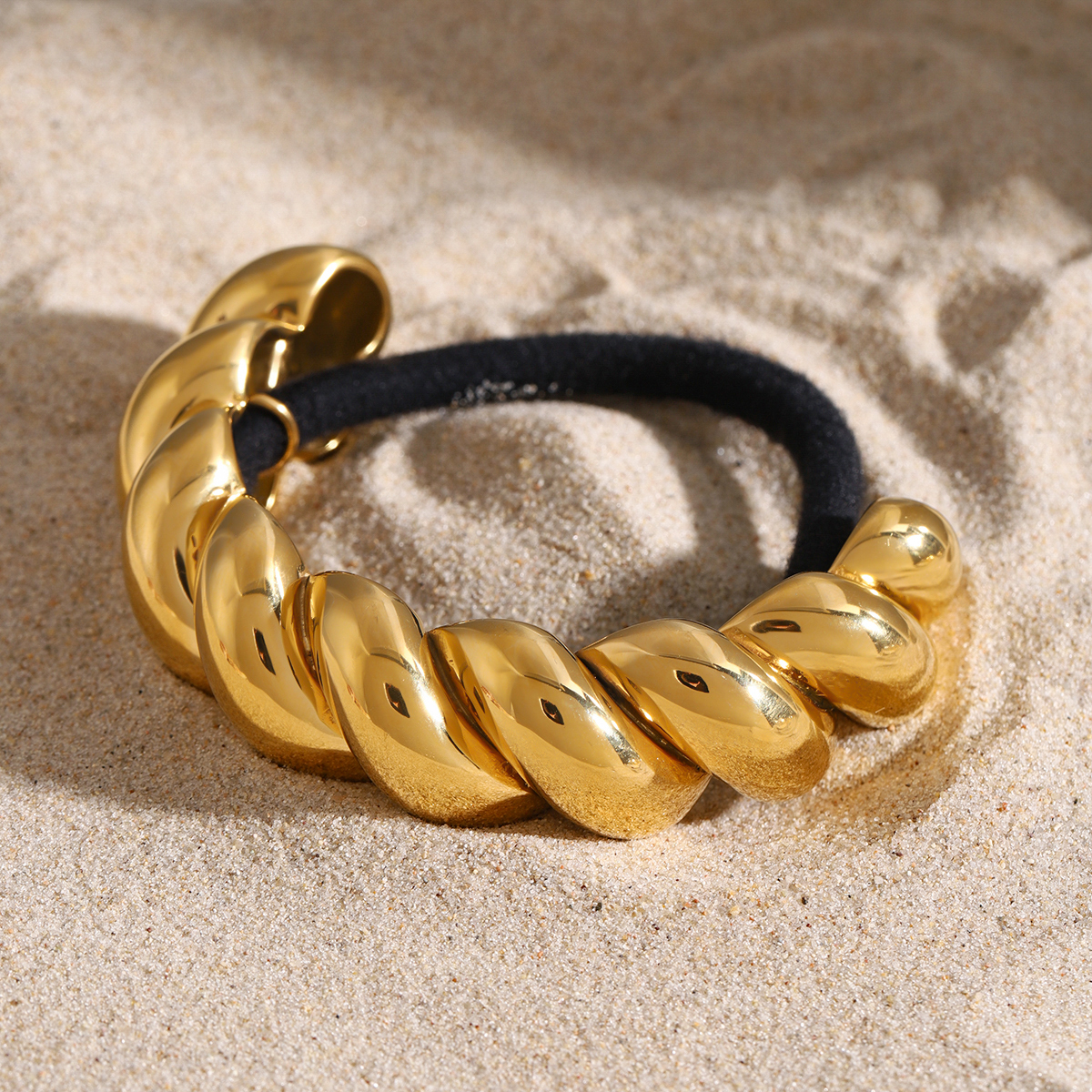 J&D Trendy Stainless Steel 18K Gold Hair Ties for Women display picture 3