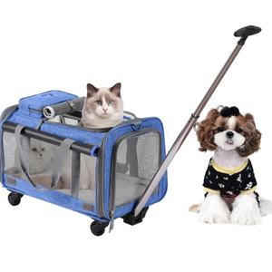 Luxury Oxford Dog Cat <b>Pet</b> Carriers Backpack Portable Outdoor Breathable Foldable Travel <b>Bags</b> Dog Cat <b>Pet</b> Carrier With Wheels - Product Image 1