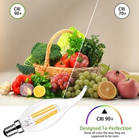 ETL listé 2W 4W 6W Edison LED rétro filament ampoules B22 Base C35T E14 E12 B12 bougie lumière résidences amical corps en verre 90 + CRI