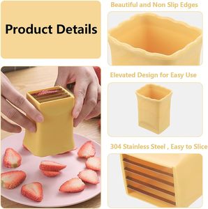 Quickly Making <b>Fruit</b> Egg <b>Vegetable</b> Salad Stainless Steel Cup Slicer 3Pcs Strawberry <b>Fruit</b> Cup Slicer for Kitchen Gadget - Product Image 2