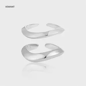 Vewant Fine 2024 New Style Wave Adjustable Rings Jewelry 925 Sterling Silver 18K Gold Plated Minimalist Chunky Wave Ring Women