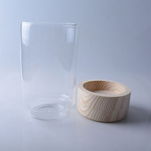 Portacandele in vetro uragano con <span class=keywords><strong>base</strong></span> in legno - Product Image 5