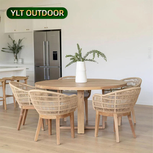 Ensemble de mobilier d'extérieur pour restaurant, <span class=keywords><strong>table</strong></span> de <span class=keywords><strong>jardin</strong></span>, chaise en rotin PE et teck, fabricant - Product Image 1