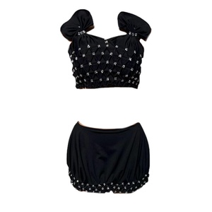 Panda serré Sexy brillant strass jarretelle poitrine enveloppé fendu jupe courte discothèque DJ chanteur Performance Costume - Product Image 1