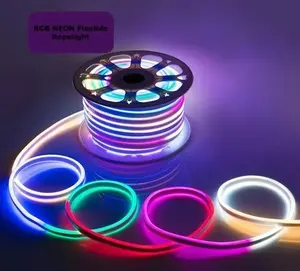 Lampu Led Fleksibel Led Neon 6*12Mm RGB 360 Derajat Silikon Berubah Warna Kecerahan Tinggi untuk Dekorasi Luar Ruangan Lampu Tali Led
