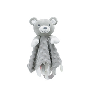 Couverture de sécurité pour <span class=keywords><strong>bébé</strong></span> en peluche, design ours en peluche, vente en gros, couverture pour <span class=keywords><strong>bébé</strong></span> en minky à pois froissés, serviette apaisante pour bébés - Product Image 1