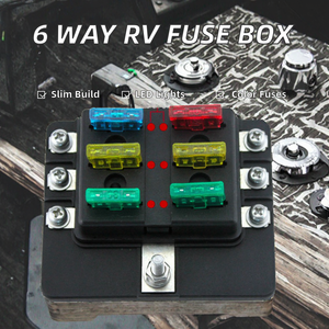 6 Way <strong>MY</strong>/YJ RV Fuse Block Blade Auto Fuse Box 24V DC Junction Box Fuse Holder Block Box with Led - Product Image 2