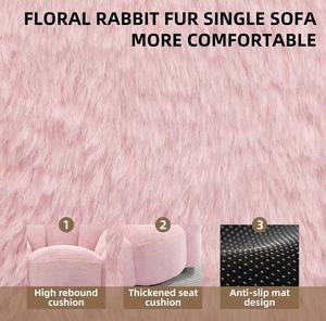 Fauteuil de salon en forme de fleur rose, fauteuil moelleux, siège d'appoint rembourré en mousse souple pour salon et chambre à coucher - Product Image 4