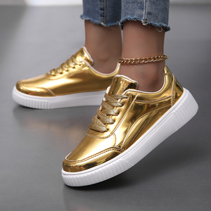 Nouvelles baskets plates tendance pour femmes, style skateboard, or et argent, pour athlètes, course à pied, fitness, pour femmes et jeunes filles - Product Image 2