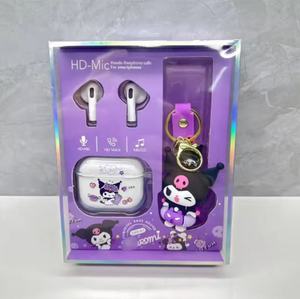Hot Bán Dễ Thương Búp Bê Mặt Dây Chuyền Tai Nghe TWS Trong Tai Thể Thao Tiếng Ồn Earbuds Tím Cô Gái Mèo Dài Pin Không Dây Phim Hoạt Hình Tai Nghe - Product Image 3