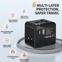 Adaptor Perjalanan Universal MINI Compact All in One dengan Pengisi Daya Ponsel dan Port USB-C Fast Charging untuk Perjalanan Bisnis