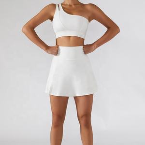 ชุดกระโปรงสั้นสำหรับผู้หญิงชุดเล่นกีฬาแบบ2 in 1ชุดออกกำลังกายเอวสูงกางเกงขาสั้นในตัวชุดเล่นเทนนิสและกอล์ฟ - Product Image 6