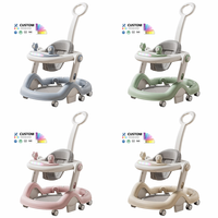 Marche-bébé réglable en hauteur avec roues et siège pour l'apprentissage et la marche des tout-petits et des enfants, doté de jouets amusants