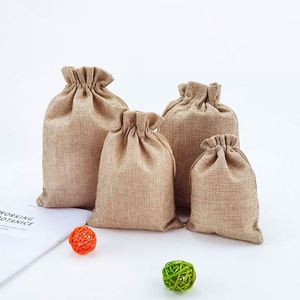 Sac en jute personnalisé avec logo imprimé, écologique, petit format, en toile de lin, pour le sucre, le shopping ou comme sac cadeau à cordon de serrage - Product Image 5