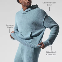 Sweat à capuche personnalisable pour homme en laine mérinos et cachemire de haute qualité, anti-boulochage, séchage rapide, avec logo frontal, idéal pour l'automne