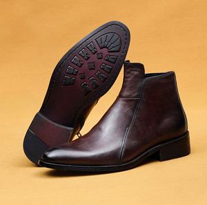 Stylish Custom Leather Chelsea Boots <b>for</b> <b>Men</b> High-Top Formal Ankle Shoes with Buckle <b>Straps</b> - Product Image 3