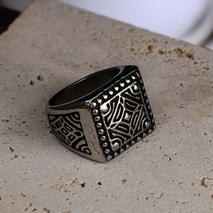 Men's Pyramid Titanium Steel <b>Ring</b> SA237 Retro Square Design Gift Jewelry - Product Image 3
