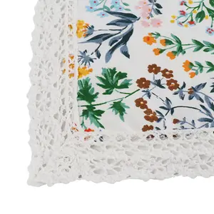Guardanapo toalha de chá personalizado, 100% algodão floral impressão design com borda de renda