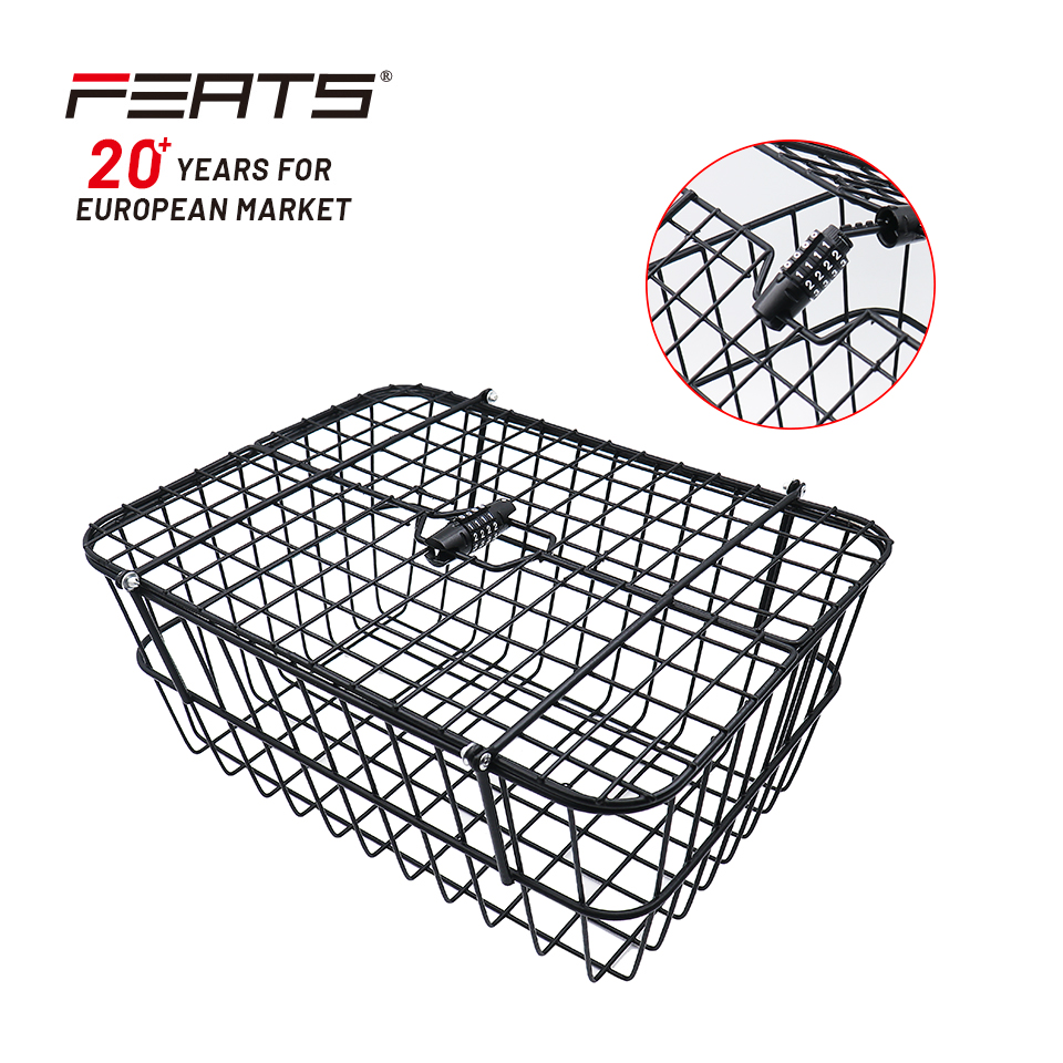 FERTS 40x33x19 см задняя корзина с замком Противоугонная Запираемая прочная грузовая велосипедная корзина большой вместимости