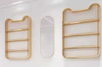 Étagère murale de luxe léger pour vernis à ongles, design carré et losange, avec combinaison de présentoirs flottants triangulaires, pour salons de beauté et de manucure