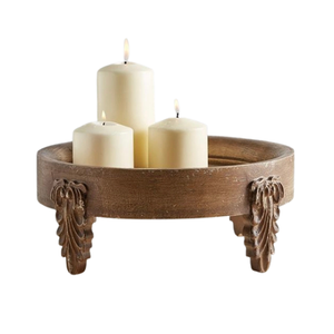 Decorative Mango Wood Round Candle Holder Wooden <b>Tealight</b> Stand for Modern Home Decor and Wedding Table Centerpiece - Product Image 1
