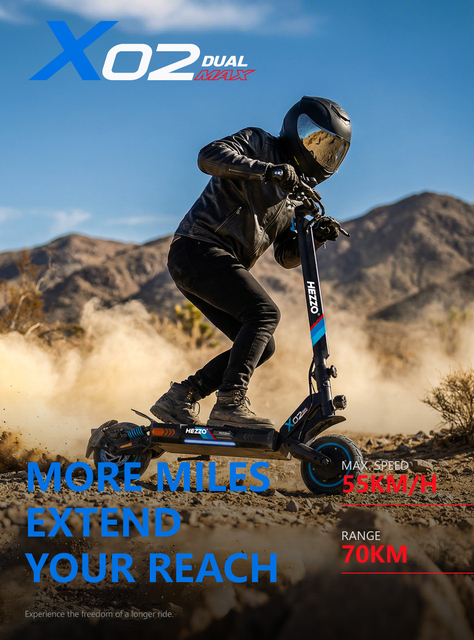 HEZZO X02 10Inch 48V 2000W Dual Motors Aluminum Alloy 55km/h Foldable Waterproof 18Ah Lithium 55-60km Electric Scooter 150kg App