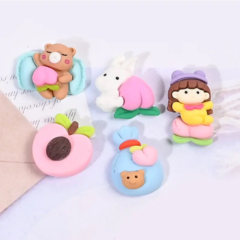 Wholesale Slime Charm Cute Cartoon peach Embellishments Resin Charms Flatback for DIY Scrapbooking Crafting