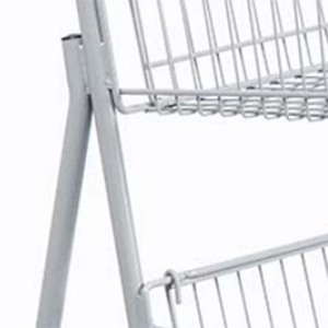 Troli Belanja Lipat Dua Lapis dengan Dua Keranjang dan Roda PU 4'' - Product Image 3