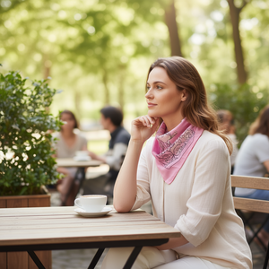 Pañuelo cuadrado de algodón Angelina de 54x54 cm, color rosa, con estampado de flores de cachemira, accesorio de moda para la cabeza para mujer - Product Image 5