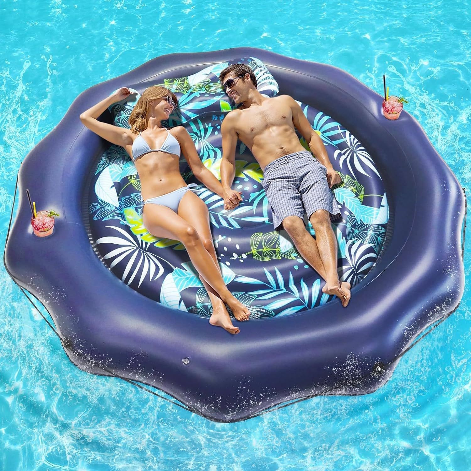 Cama flotante redonda con volantes - 190 cm