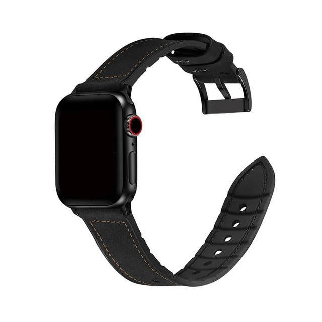 Leather Bands Compatible Apple Watch Band Stainless Steel Buckle Replacement Wristband Strap for IWatch Series 5 4 3 2 1