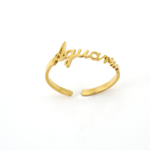 12 bagues ouvertes signes du zodiaque |   Bagues ajustables en acier inoxydable plaqué or avec horoscope |   Bijoux d'astrologie uniques pour hommes et femmes - Product Image 3