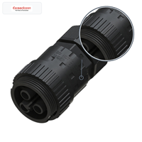 Conector LED de 3 Pines con Abrazadera Redonda para Cable Hembra, IP68 17.5A, para Iluminación LED de Calle, PA66/30%GF, Negro