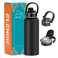 Bouteille d'eau sport portable grande capacité pour extérieur, double couvercle, anti-fuite tout-en-un, écologique et réutilisable