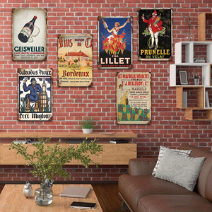 Set di Targhe Metalliche Vintage per Vino e Liquori Francesi, Decorazione Retrò da Parete per Bar, Pub, Casa, Man Cave, Cucina - Product Image 1