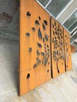 Écran en acier inoxydable cour extérieure fond mur grille de jardin cloison métallique porche laser creux fleur grille décoration