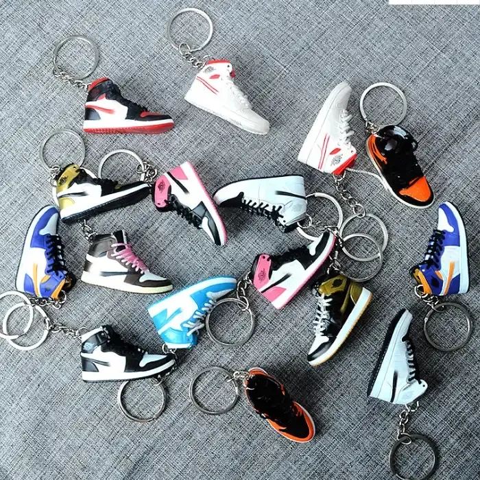 High Quality Soft Pvc Llaveros cute 3D 1/6 rubber sneaker aj keychain jordan shoe key chain accessories