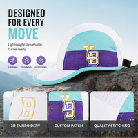 Casquette de sport à 7 panneaux avec logo brodé personnalisé OEM, légèrement incurvée, pour la course à pied, avec trous découpés au laser, style baseball