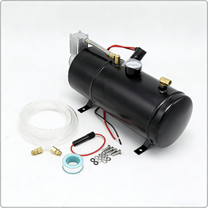 Kit de klaxon pneumatique pour camion ZS-501 noir ZS-502 bleu, 4 trompettes, compresseur 12V, jauge de réservoir bleu/noir pour train, 150 PSI - Product Image 1