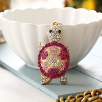 Porte-clés en métal tortue de mer orné de strass, pendentif pour sac à main féminin, accessoires de sac, porte-clés en métal