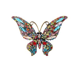 Broches de Mariposa con Cristales de Colores, Aleación Plateada, Accesorio de Joyería para Mujer, Regalo para Bodas y Fiestas - Product Image 1