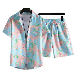 Ensemble chemise et pantalon décontracté pour homme, style hawaïen, en tissu tricoté respirant imprimé, idéal pour les vacances à la plage - Vente en gros - Product Image 5