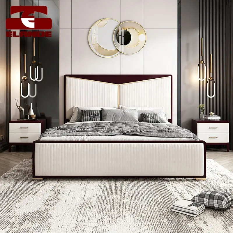 Cama de madeira macia personalizada, cama americana de madeira simples para cama