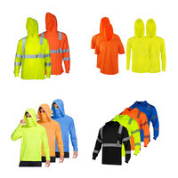 Camiseta de Trabajo de Alta Visibilidad con Capucha, Personalizada, Amarilla, de Poliéster, para Construcción, de Secado Rápido, Manga Larga, para Hombre